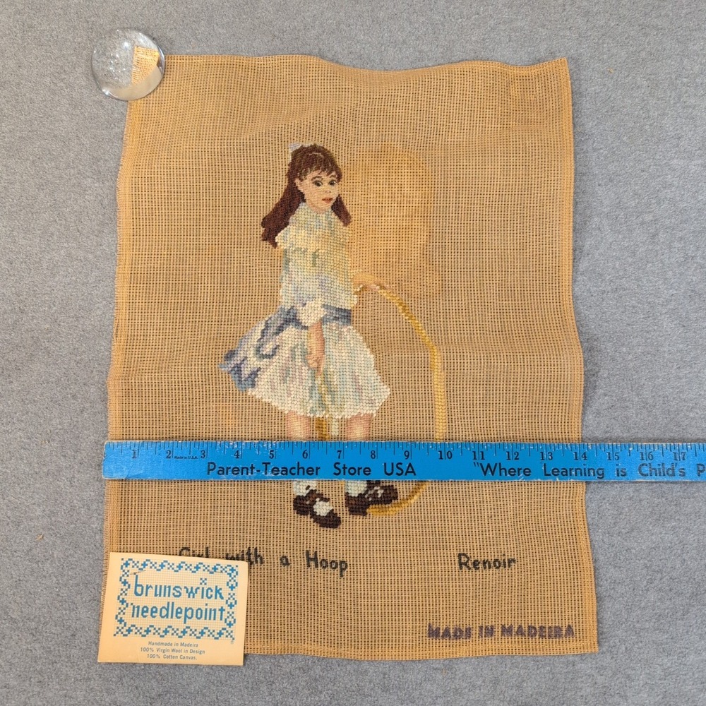 Brunswick Needlepoint Canvas Renoir Girl with a Hoop P-965 Made in Madeira - Picture 3 of 5